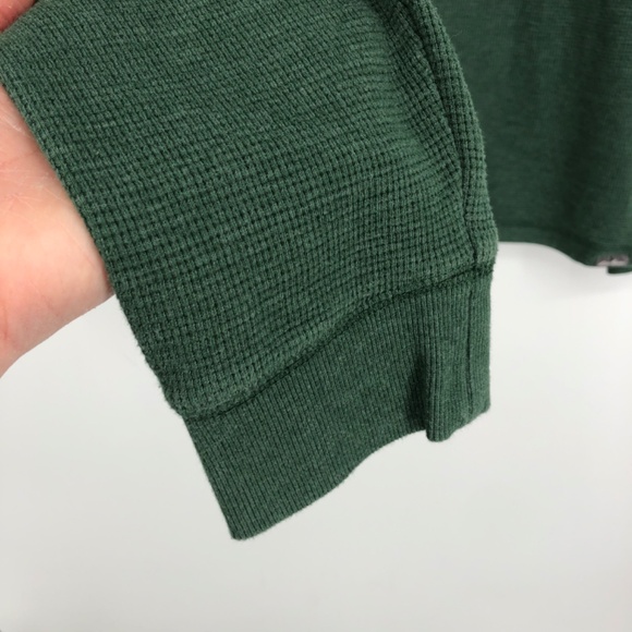 Eddie Bauer Mens Thermal Shirt Size Large Green Crewneck Waffle Knit Outdoor - Picture 3 of 12